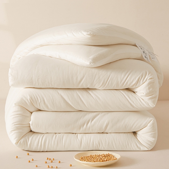 91家纺网 家纺一手货源 找家纺 初相识被业 2025新款30%全棉大豆被纯棉被子被芯拉链子母被加厚冬被春秋被夏被 奶昔白