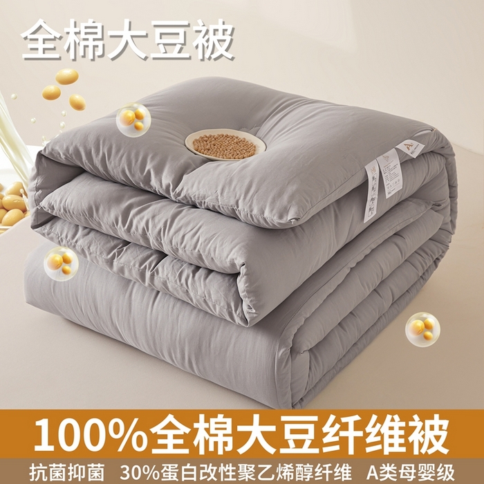 初相识被业 2025新款30%全棉大豆被纯棉被子被芯拉链子母被加厚冬被春秋被夏被 星空灰