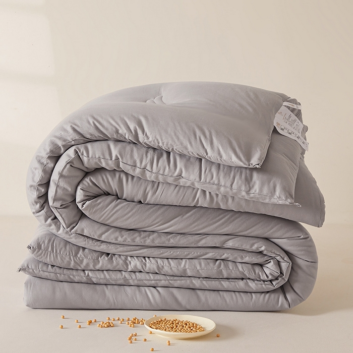 91家纺网 家纺一手货源 找家纺 初相识被业 2025新款30%全棉大豆被纯棉被子被芯拉链子母被加厚冬被春秋被夏被 星空灰