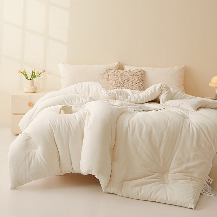 91家纺网 家纺一手货源 找家纺 初相识被业 2025新款30%全棉大豆被纯棉被子被芯拉链子母被加厚冬被春秋被夏被 奶昔白