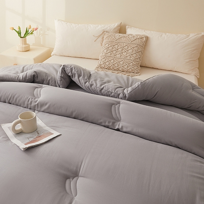 91家纺网 家纺一手货源 找家纺 初相识被业 2025新款30%全棉大豆被纯棉被子被芯拉链子母被加厚冬被春秋被夏被 星空灰