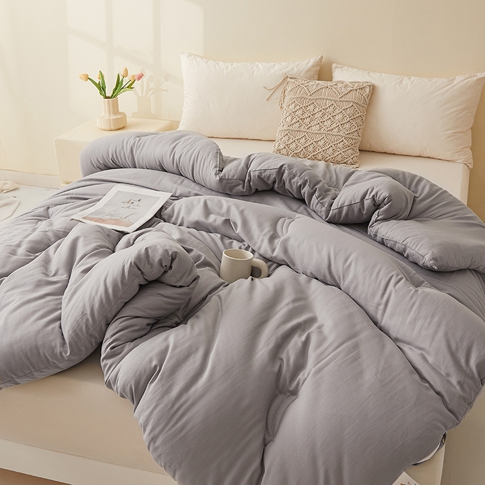 91家纺网 家纺一手货源 找家纺 初相识被业 2025新款30%全棉大豆被纯棉被子被芯拉链子母被加厚冬被春秋被夏被 星空灰