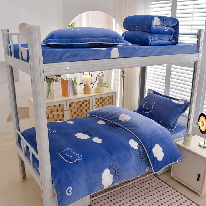 91家纺网 家纺一手货源 找家纺 （总）居尚2025直播爆款高克重印花牛奶绒法莱绒学生三件套 