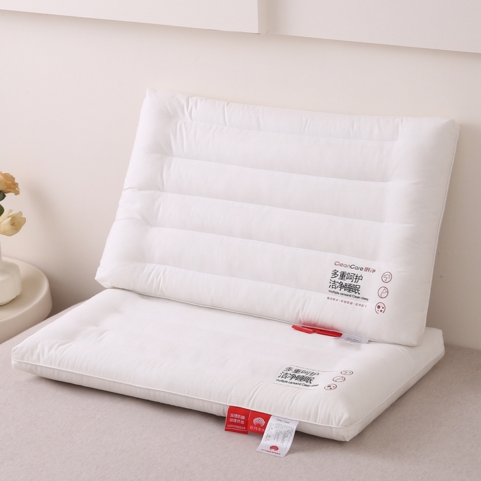 珍贝家纺 2025新款全棉纯棉枕头枕芯纯棉面料三防污渍酒店软枕护颈枕 全棉三防羽丝枕-低枕