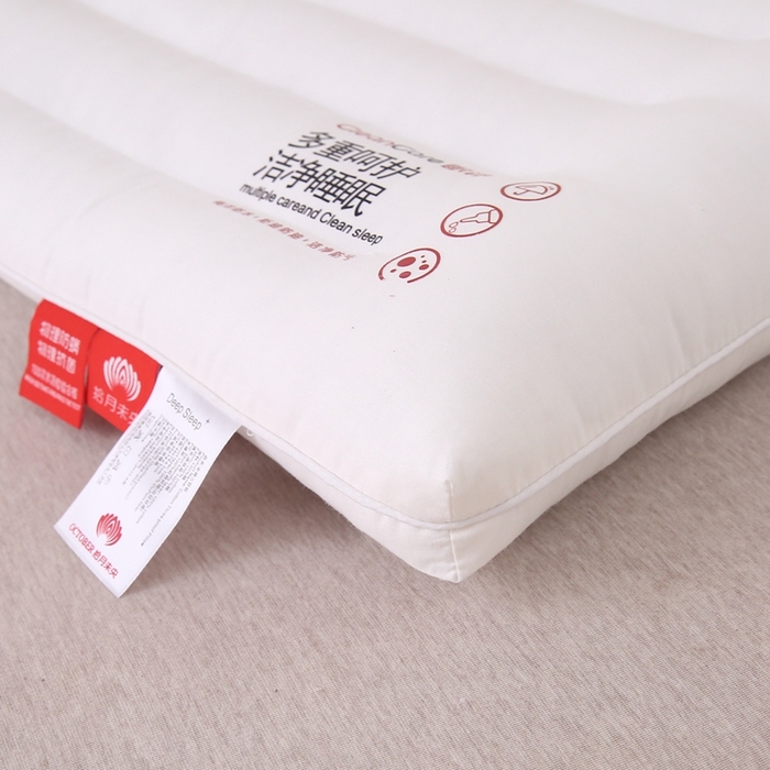 91家纺网 家纺一手货源 找家纺 珍贝家纺 2025新款全棉纯棉枕头枕芯纯棉面料三防污渍酒店软枕护颈枕 全棉三防羽丝枕-低枕