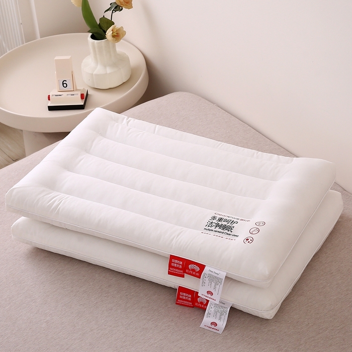 91家纺网 家纺一手货源 找家纺 珍贝家纺 2025新款全棉纯棉枕头枕芯纯棉面料三防污渍酒店软枕护颈枕 全棉三防羽丝枕-低枕