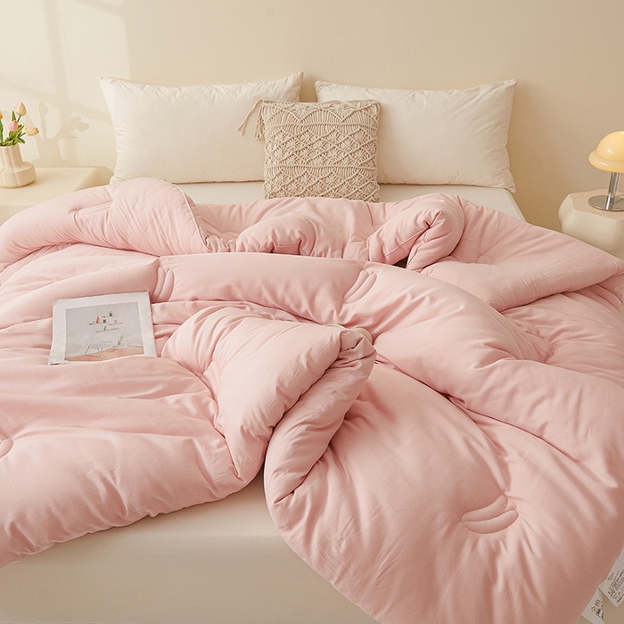 91家纺网 家纺一手货源 找家纺 初相识被业 2025新款30%全棉大豆被纯棉被子被芯拉链子母被加厚冬被春秋被夏被 仙女粉