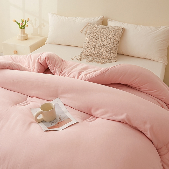 91家纺网 家纺一手货源 找家纺 初相识被业 2025新款30%全棉大豆被纯棉被子被芯拉链子母被加厚冬被春秋被夏被 仙女粉