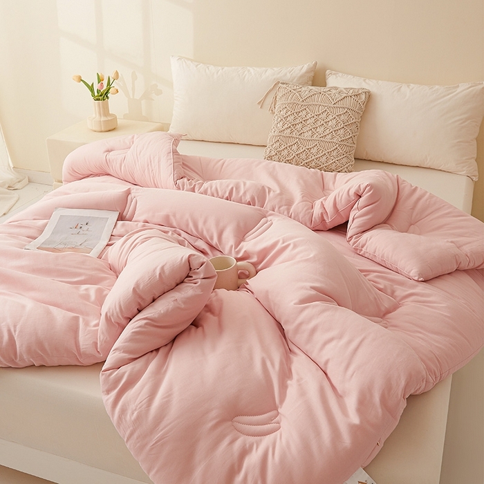 91家纺网 家纺一手货源 找家纺 初相识被业 2025新款30%全棉大豆被纯棉被子被芯拉链子母被加厚冬被春秋被夏被 仙女粉