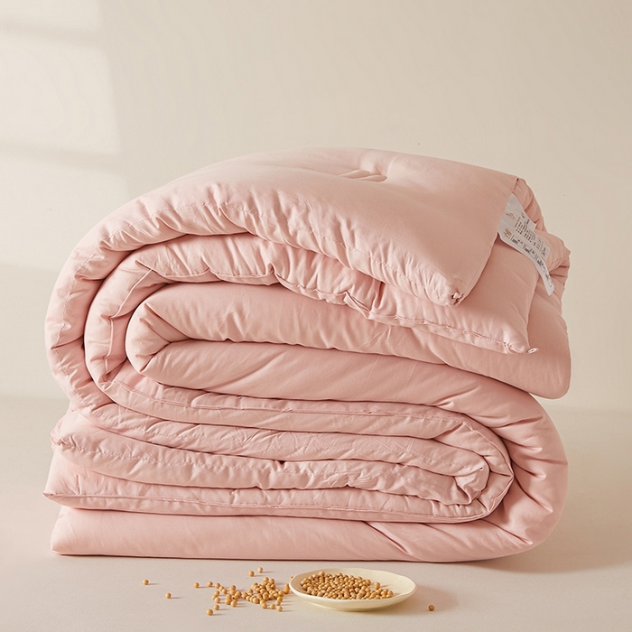 91家纺网 家纺一手货源 找家纺 初相识被业 2025新款30%全棉大豆被纯棉被子被芯拉链子母被加厚冬被春秋被夏被 仙女粉