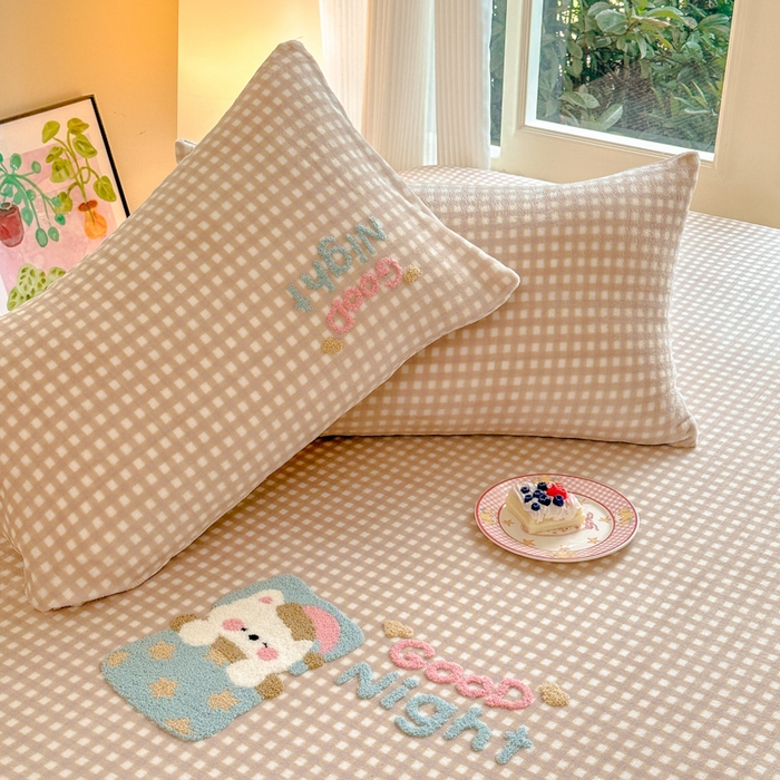 91家纺网 家纺一手货源 找家纺 布柔 2025新款高克重双层纱仿麻皱皱纱原麻床笠 泡芙咖