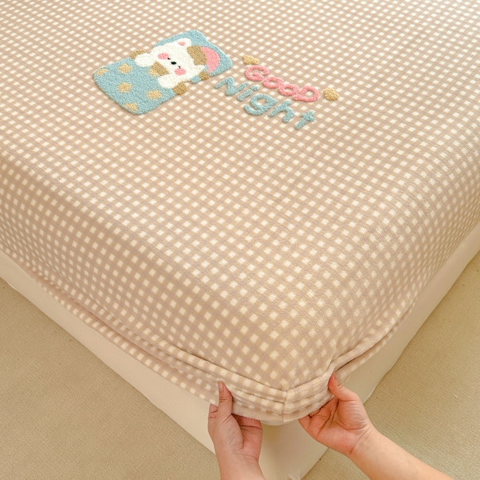 91家纺网 家纺一手货源 找家纺 布柔 2025新款高克重双层纱仿麻皱皱纱原麻床笠 泡芙咖