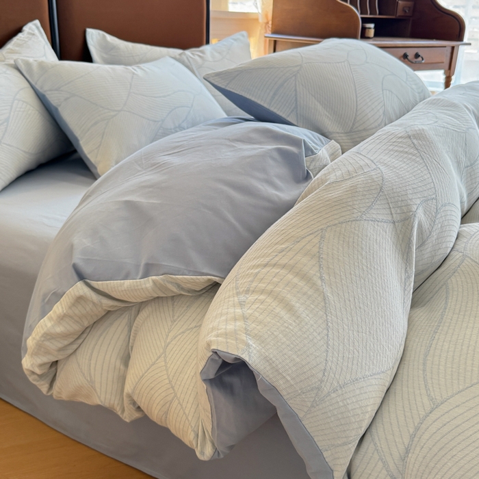 91家纺网 家纺一手货源 找家纺 眠博士 2025新款60s长绒棉纯棉提花磨毛被套单被套被套单品 提花磨毛单被-雾切兰