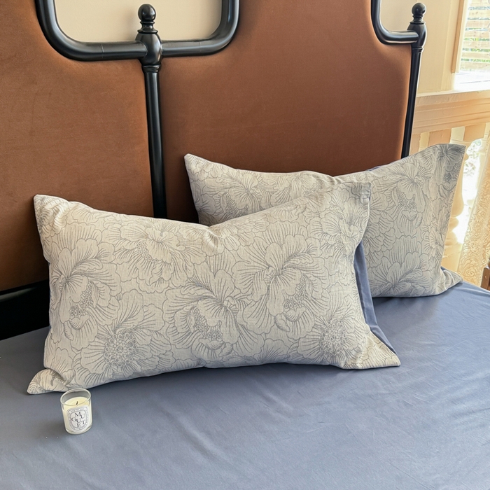 91家纺网 家纺一手货源 找家纺 眠博士 2025新款60s长绒棉纯棉提花磨毛被套单被套被套单品 提花磨毛单被-繁花灰蓝