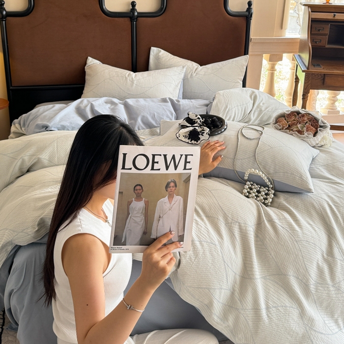 91家纺网 家纺一手货源 找家纺 眠博士 2025新款60s长绒棉纯棉提花磨毛被套单被套被套单品 提花磨毛单被-雾切兰