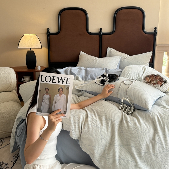 91家纺网 家纺一手货源 找家纺 眠博士 2025新款60s长绒棉纯棉提花磨毛被套单被套被套单品 提花磨毛单被-雾切兰