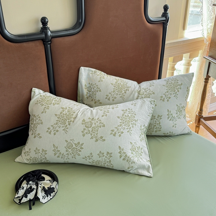 91家纺网 家纺一手货源 找家纺 眠博士 2025新款60s长绒棉纯棉提花磨毛被套单被套被套单品 提花磨毛单被-长夏绿