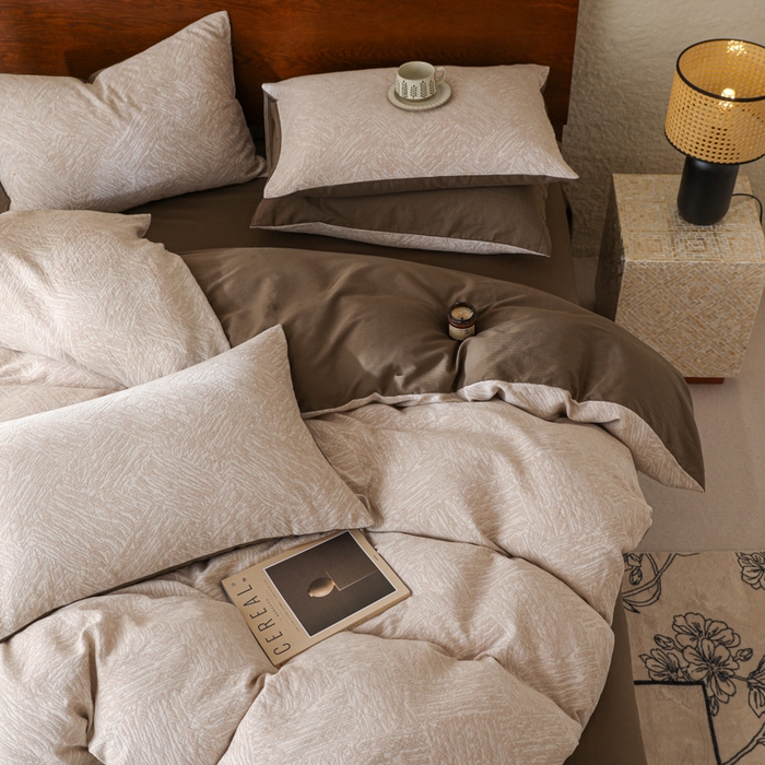 91家纺网 家纺一手货源 找家纺 眠博士 2025新款60s长绒棉纯棉提花磨毛被套单被套被套单品 提花磨毛单被-缤纷咖