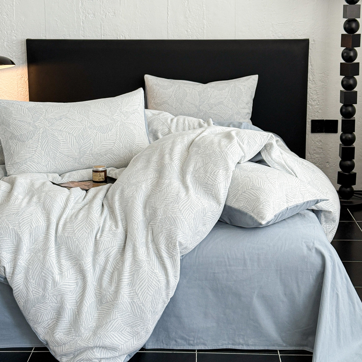 91家纺网 家纺一手货源 找家纺 眠博士 2025新款60s长绒棉纯棉提花磨毛被套单被套被套单品 提花磨毛单被-枫叶蓝