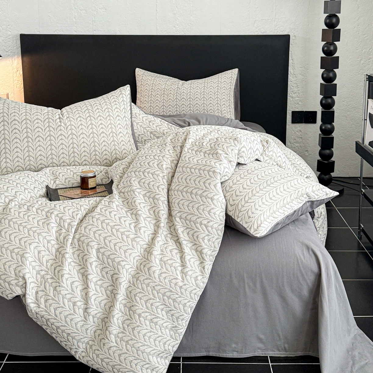 91家纺网 家纺一手货源 找家纺 眠博士 2025新款60s长绒棉纯棉提花磨毛被套单被套被套单品 提花磨毛单被-荞麦灰