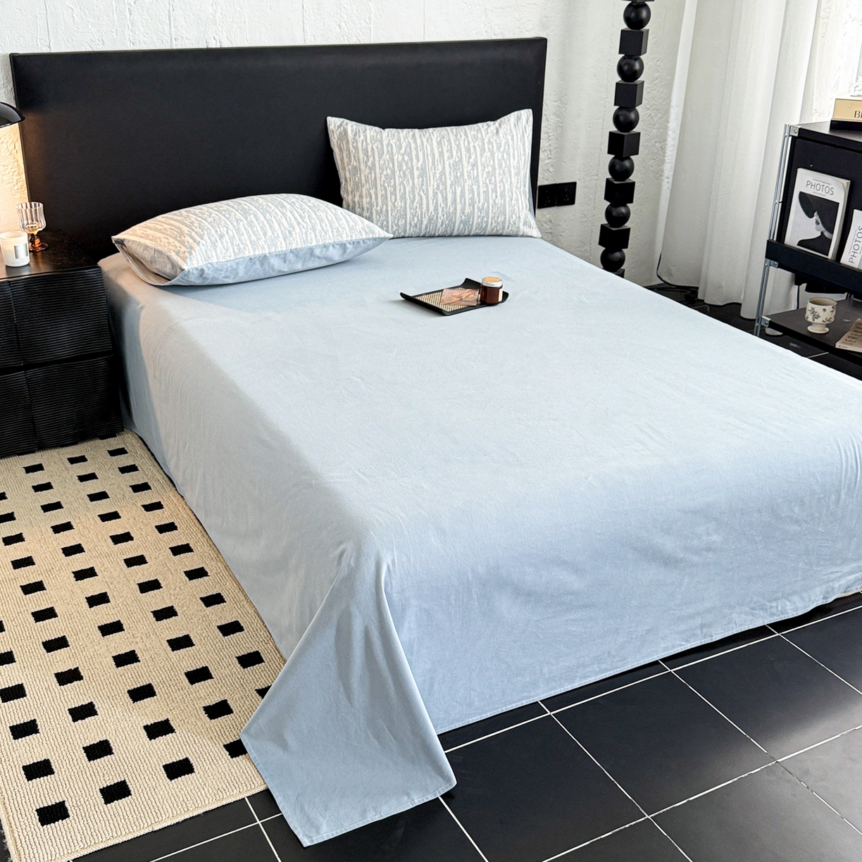 91家纺网 家纺一手货源 找家纺 眠博士 2025新款60s长绒棉纯棉提花磨毛被套单被套被套单品 提花磨毛单被-流光蓝