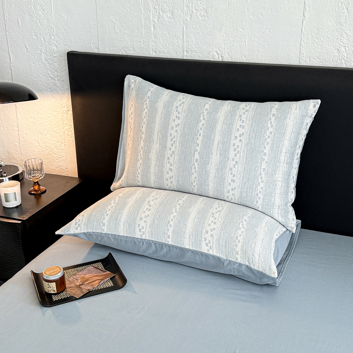 91家纺网 家纺一手货源 找家纺 眠博士 2025新款60s长绒棉纯棉提花磨毛被套单被套被套单品 提花磨毛单被-梦雨蓝