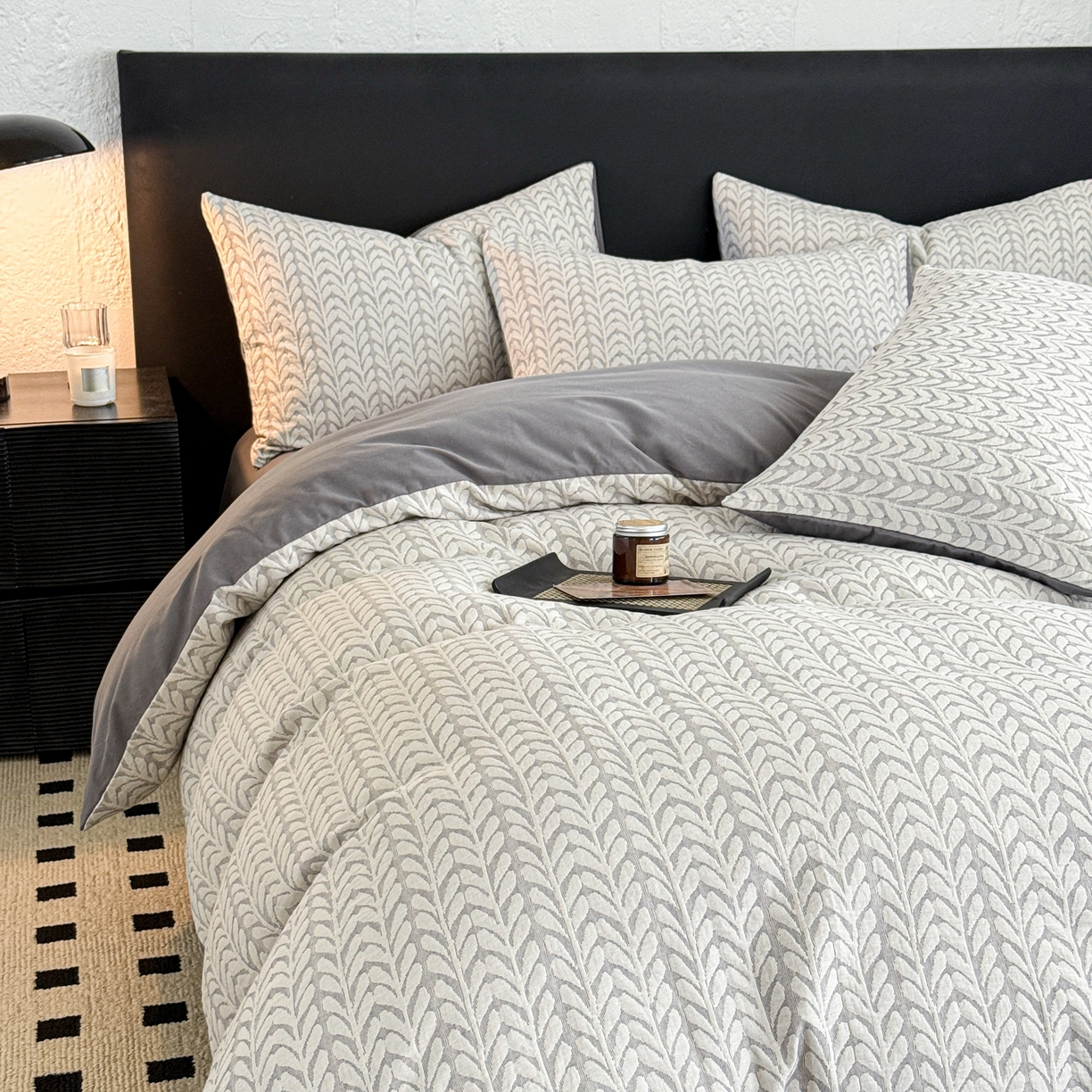 91家纺网 家纺一手货源 找家纺 眠博士 2025新款60s长绒棉纯棉提花磨毛被套单被套被套单品 提花磨毛单被-荞麦灰