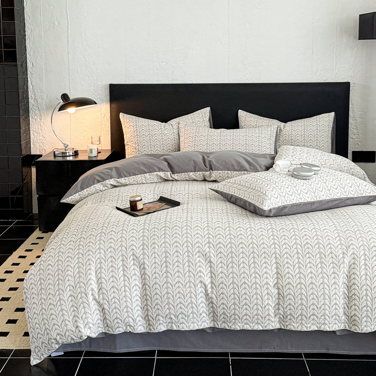 91家纺网 家纺一手货源 找家纺 眠博士 2025新款60s长绒棉纯棉提花磨毛被套单被套被套单品 提花磨毛单被-荞麦灰