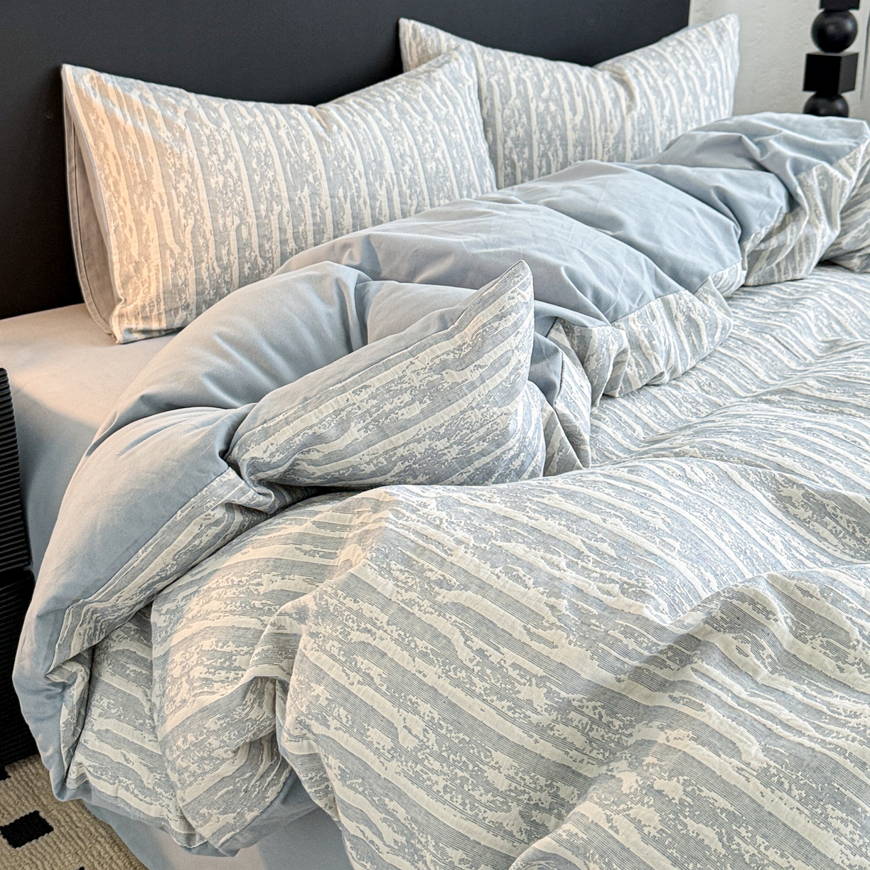 91家纺网 家纺一手货源 找家纺 眠博士 2025新款60s长绒棉纯棉提花磨毛被套单被套被套单品 提花磨毛单被-流光蓝