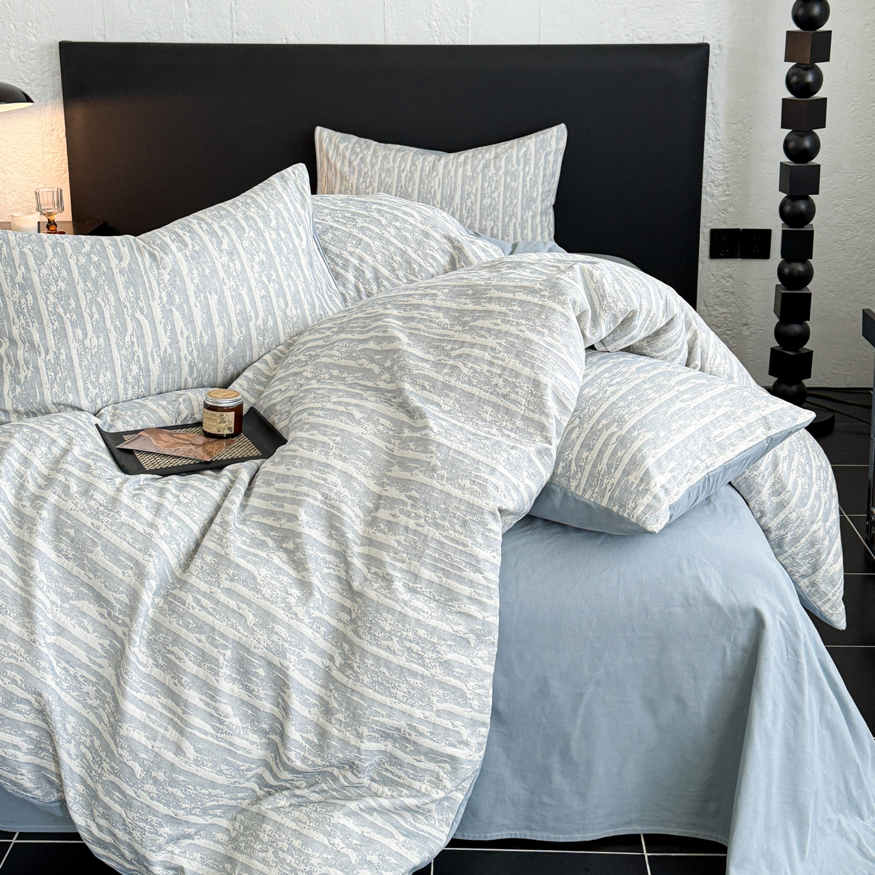 91家纺网 家纺一手货源 找家纺 眠博士 2025新款60s长绒棉纯棉提花磨毛被套单被套被套单品 提花磨毛单被-流光蓝