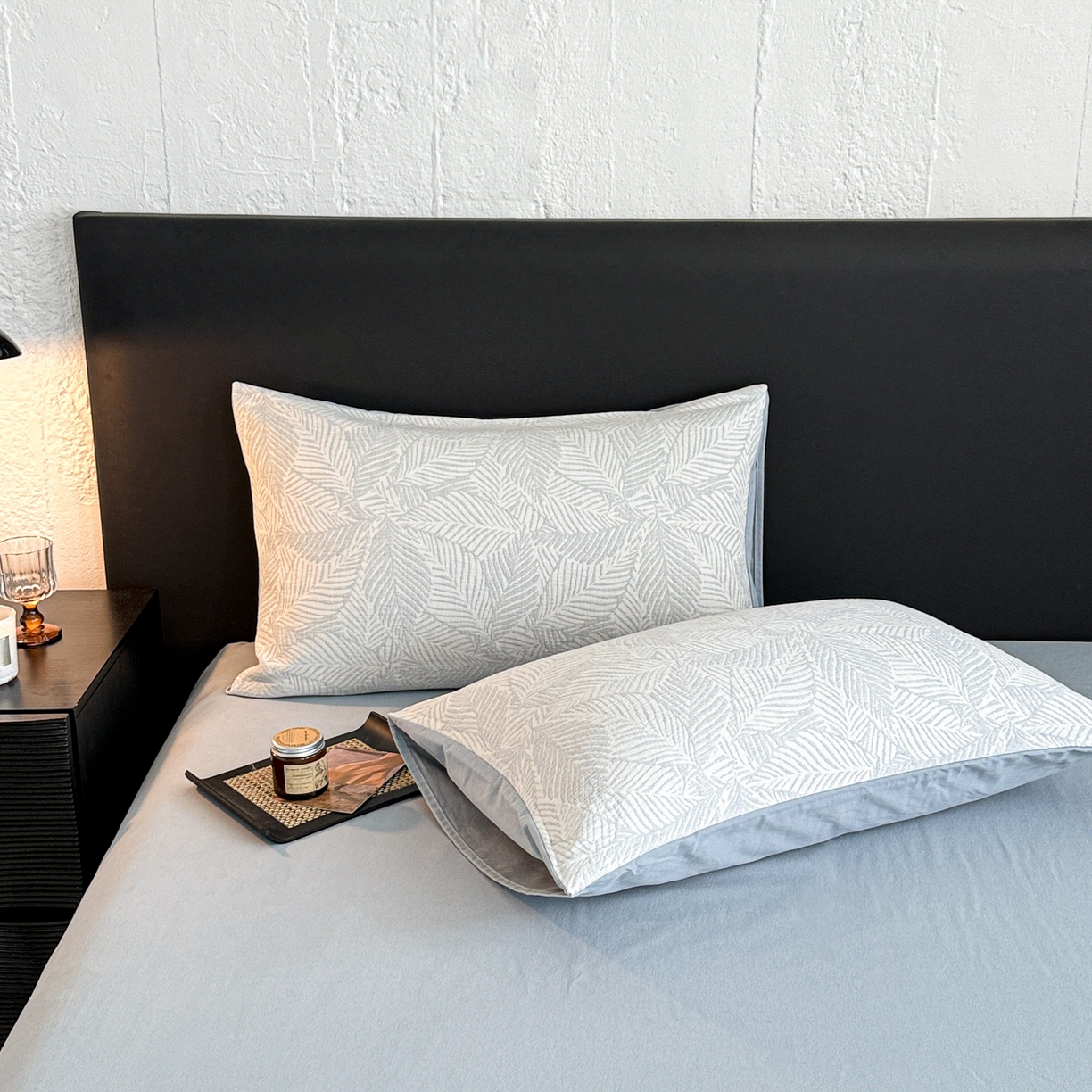 91家纺网 家纺一手货源 找家纺 眠博士 2025新款60s长绒棉纯棉提花磨毛被套单被套被套单品 提花磨毛单被-枫叶蓝