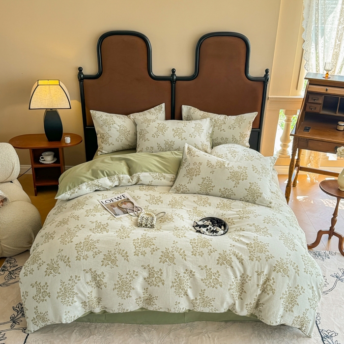 91家纺网 家纺一手货源 找家纺 眠博士 2025新款60s长绒棉纯棉提花磨毛被套单被套被套单品 提花磨毛单被-长夏绿