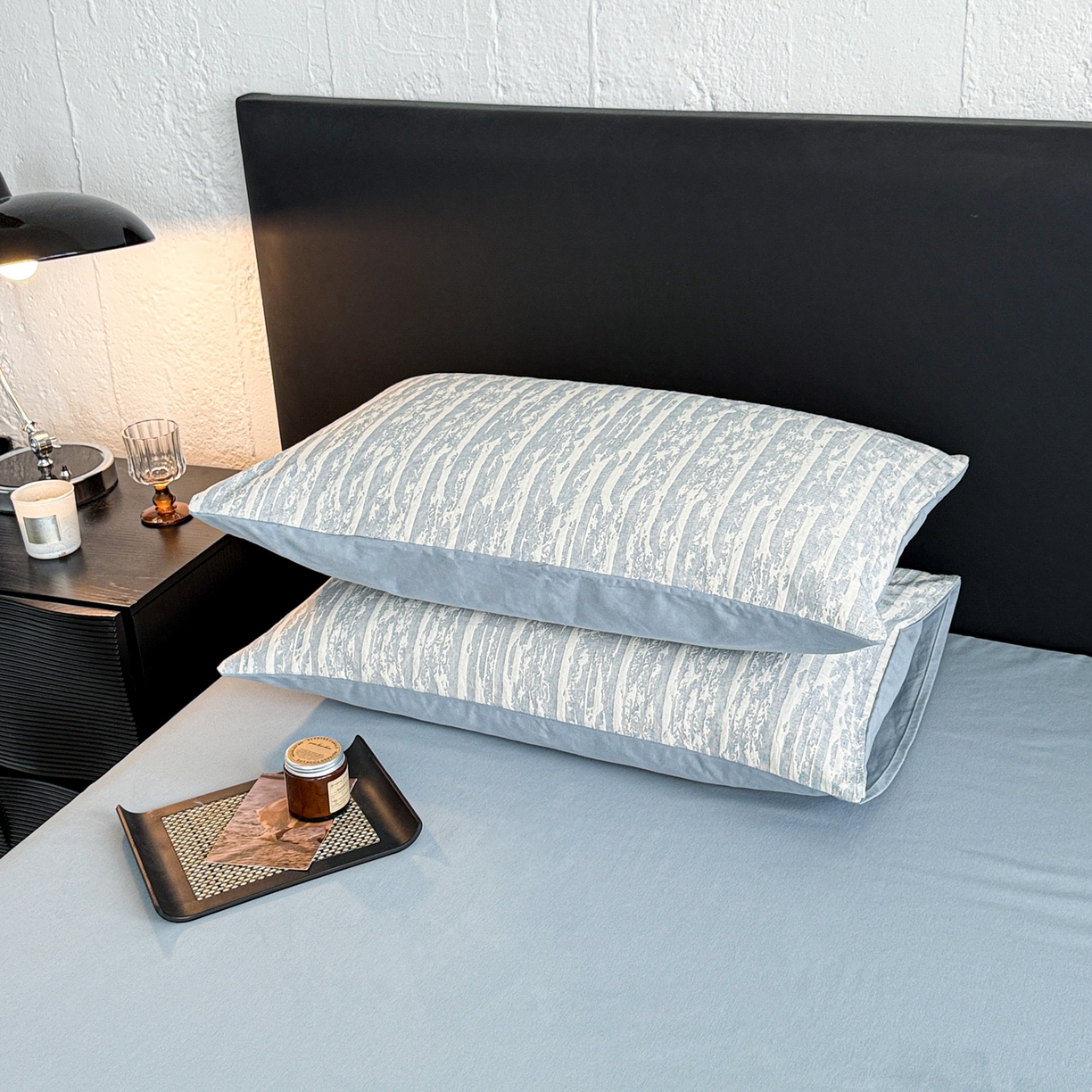 91家纺网 家纺一手货源 找家纺 眠博士 2025新款60s长绒棉纯棉提花磨毛被套单被套被套单品 提花磨毛单被-流光蓝