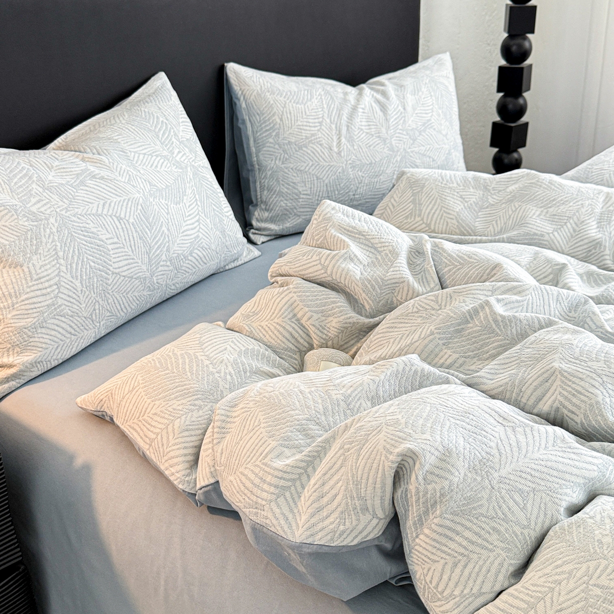 91家纺网 家纺一手货源 找家纺 眠博士 2025新款60s长绒棉纯棉提花磨毛被套单被套被套单品 提花磨毛单被-枫叶蓝