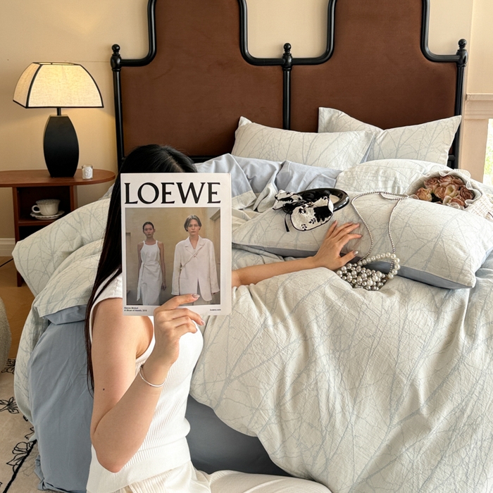 91家纺网 家纺一手货源 找家纺 眠博士 2025新款60s长绒棉纯棉提花磨毛被套单被套被套单品 提花磨毛单被-飒姿兰