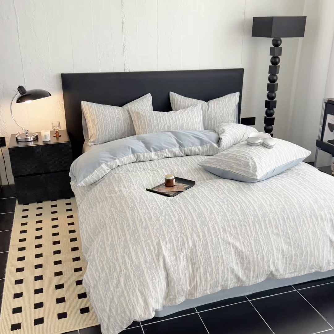 91家纺网 家纺一手货源 找家纺 眠博士 2025新款60s长绒棉纯棉提花磨毛被套单被套被套单品 提花磨毛单被-流光蓝