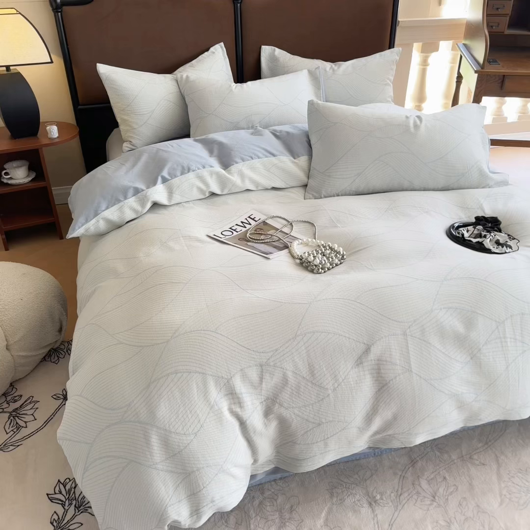 91家纺网 家纺一手货源 找家纺 眠博士 2025新款60s长绒棉纯棉提花磨毛被套单被套被套单品 提花磨毛单被-雾切兰