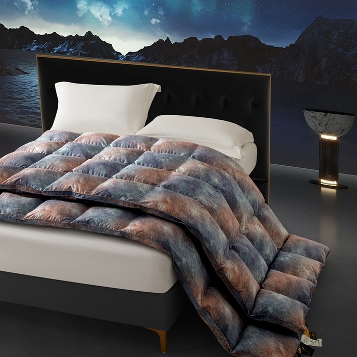 91家纺网 家纺一手货源 找家纺 织梦人羽绒工厂店 2025新款高蓬松羽绒羽毛被大牌同款花型 德伦娜