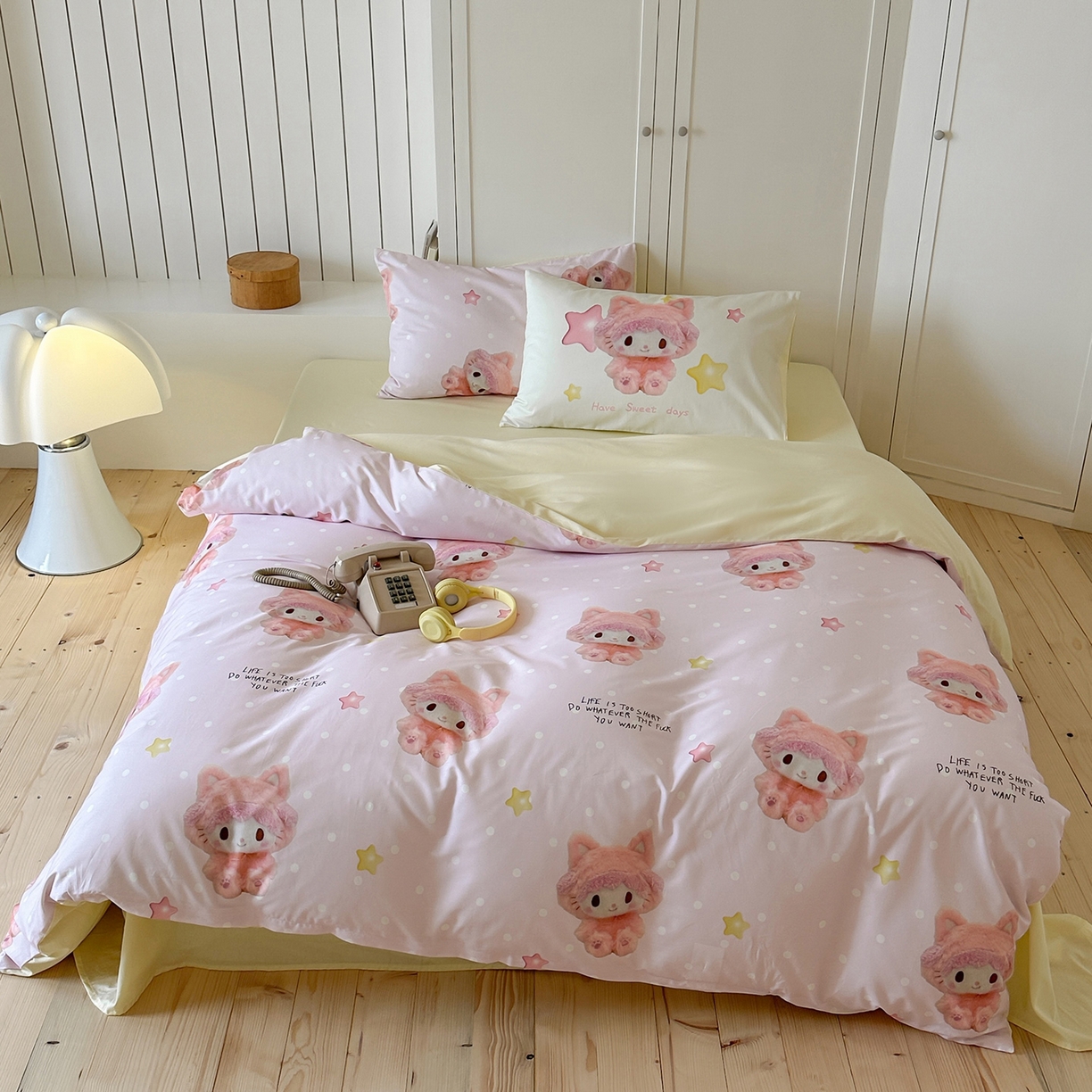 桃子家居 2025新款纯棉数码印花5D卡通混搭可爱少女纯棉系列四件套 棉5D-可爱兔兔