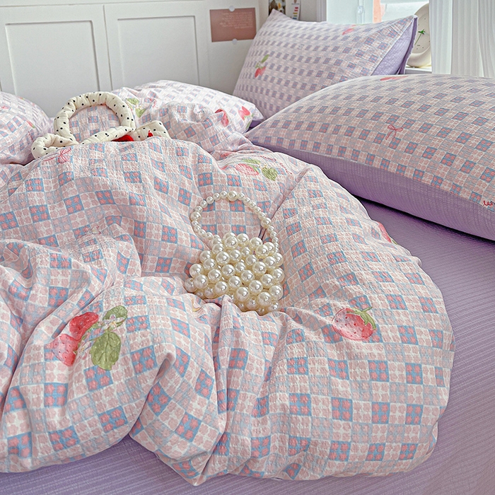 91家纺网 家纺一手货源 找家纺 （总）一比一 2025新款云感皱皱双层纱四件套-简单款