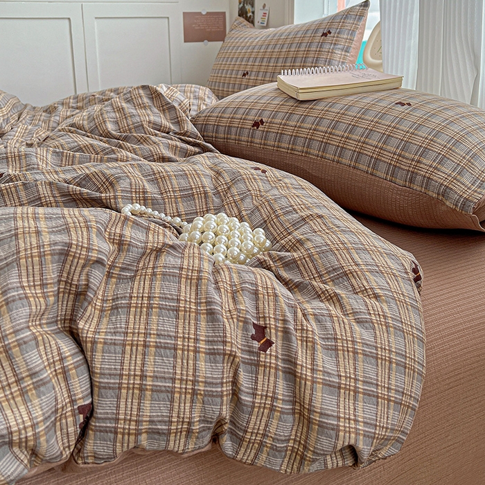 91家纺网 家纺一手货源 找家纺 （总）一比一 2025新款云感皱皱双层纱四件套-简单款