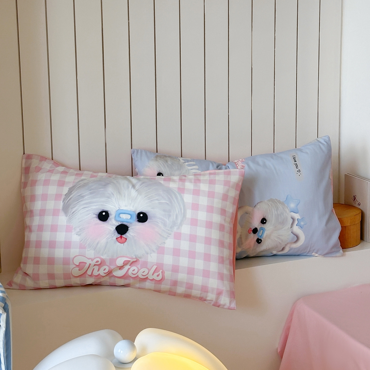 91家纺网 家纺一手货源 找家纺 桃子家居 2025新款纯棉数码印花5D卡通混搭可爱少女纯棉系列四件套 棉5D-甜美幸运狗