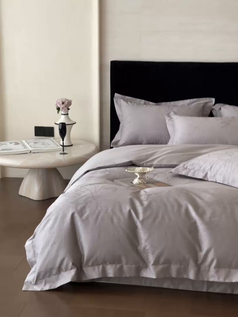 91家纺网 家纺一手货源 找家纺 淳绵家居 2025新款50*50S长绒棉全棉纯棉提花单被套单品被套被套单件 奥罗拉-高级灰