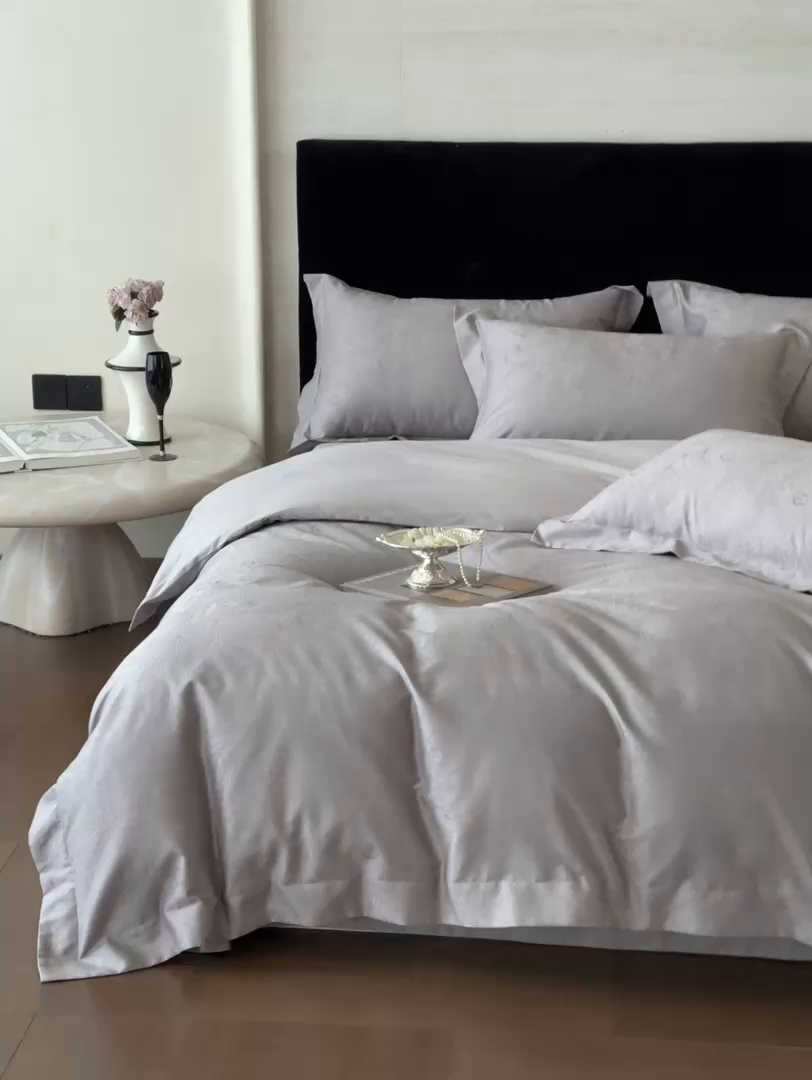 91家纺网 家纺一手货源 找家纺 淳绵家居 2025新款50*50S长绒棉全棉纯棉提花单被套单品被套被套单件 洛园-高级灰