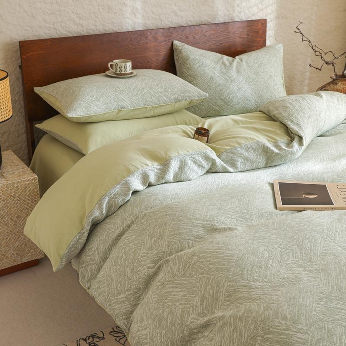 眠博士 2025新款60s长绒棉纯棉提花磨毛四件套 提花磨毛套件-缤纷绿