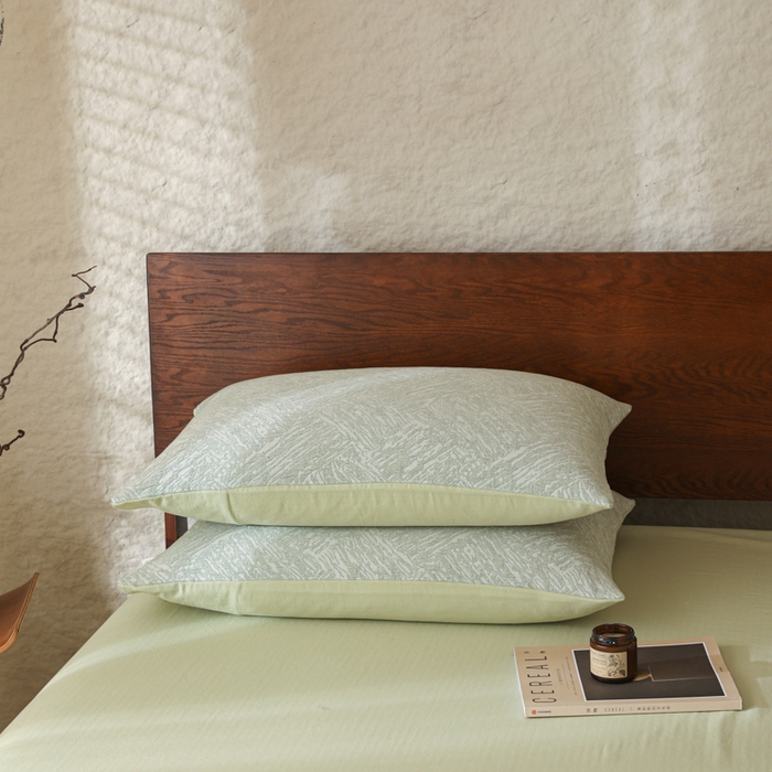 91家纺网 家纺一手货源 找家纺 眠博士 2025新款60s长绒棉纯棉提花磨毛四件套 提花磨毛套件-缤纷绿