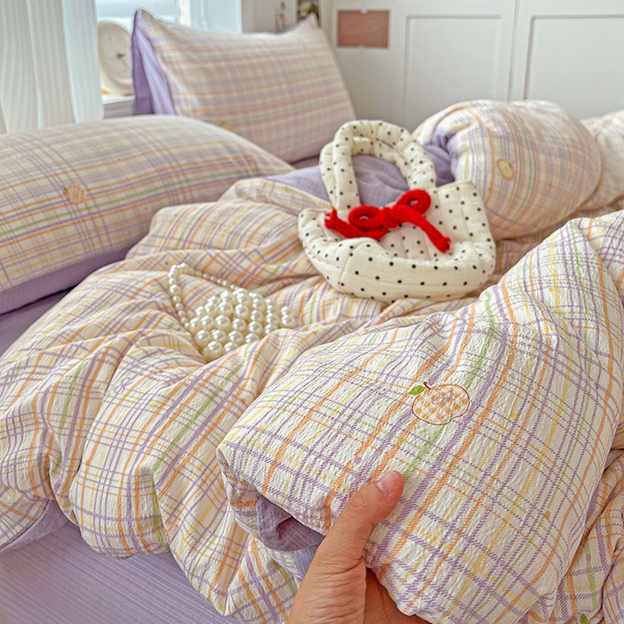 91家纺网 家纺一手货源 找家纺 一比一 2026新款云感皱皱双层纱四件套-简单款 简至