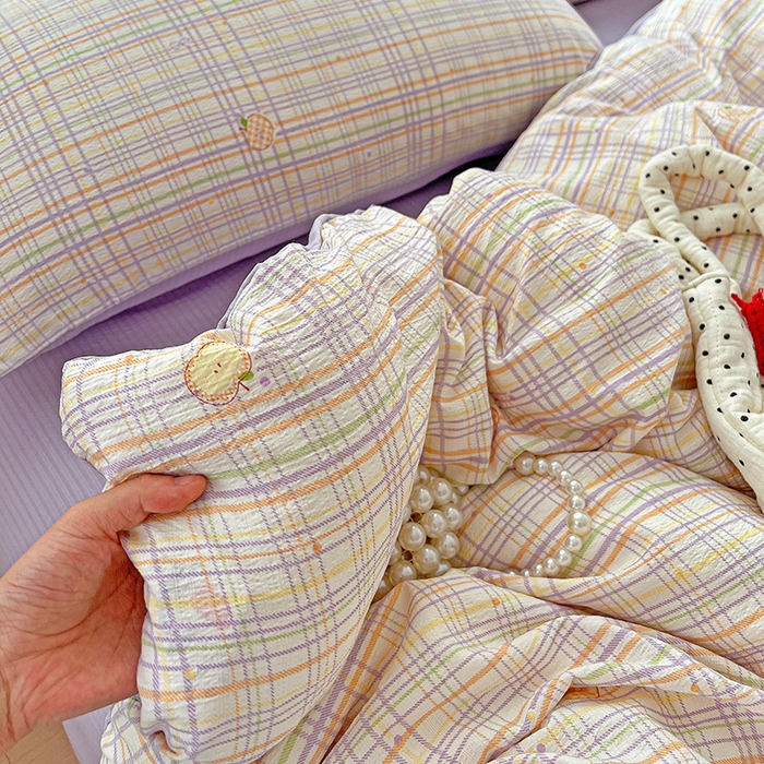 91家纺网 家纺一手货源 找家纺 一比一 2026新款云感皱皱双层纱四件套-简单款 简至