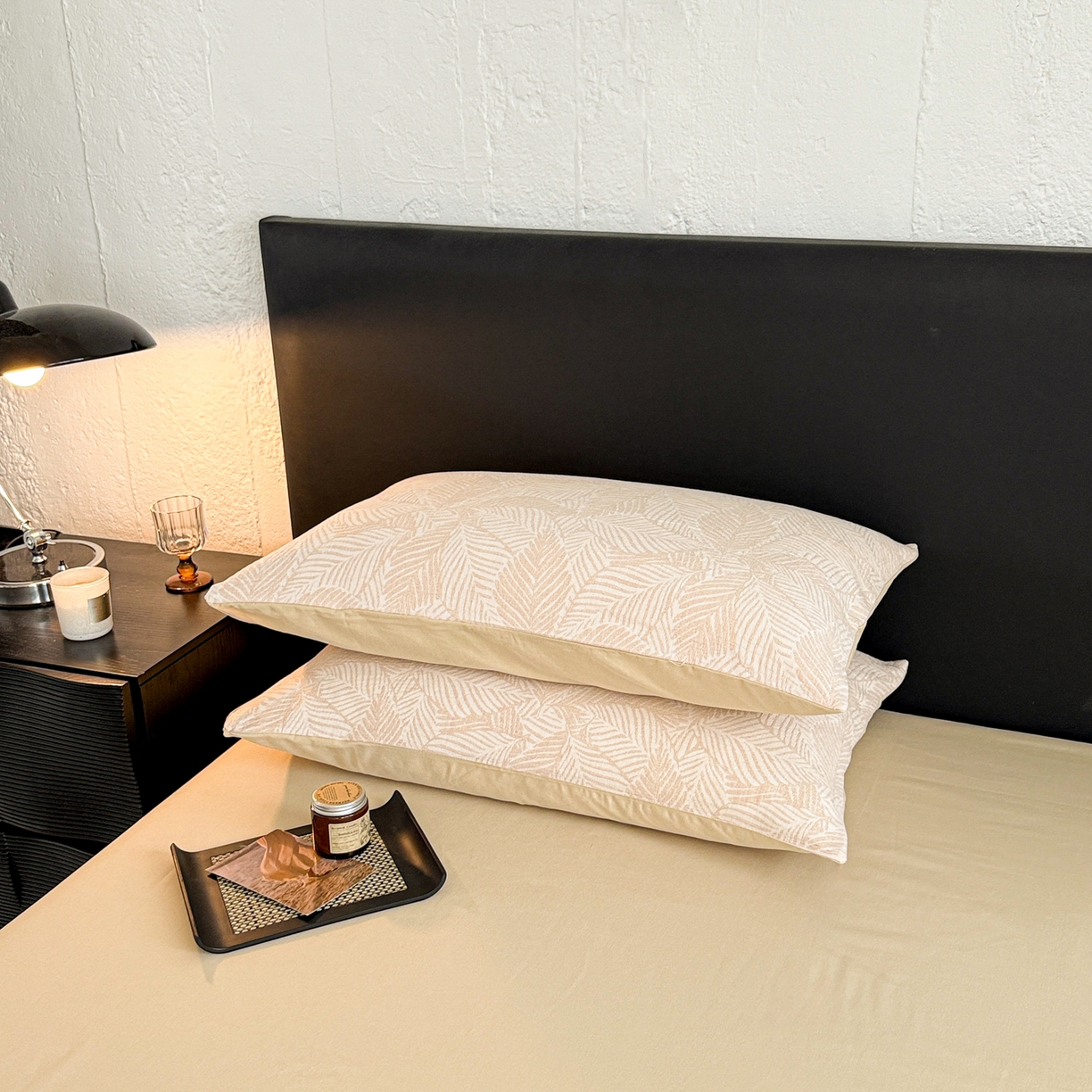 91家纺网 家纺一手货源 找家纺 眠博士 2025新款60s长绒棉纯棉提花磨毛四件套 提花磨毛套件-枫叶杏