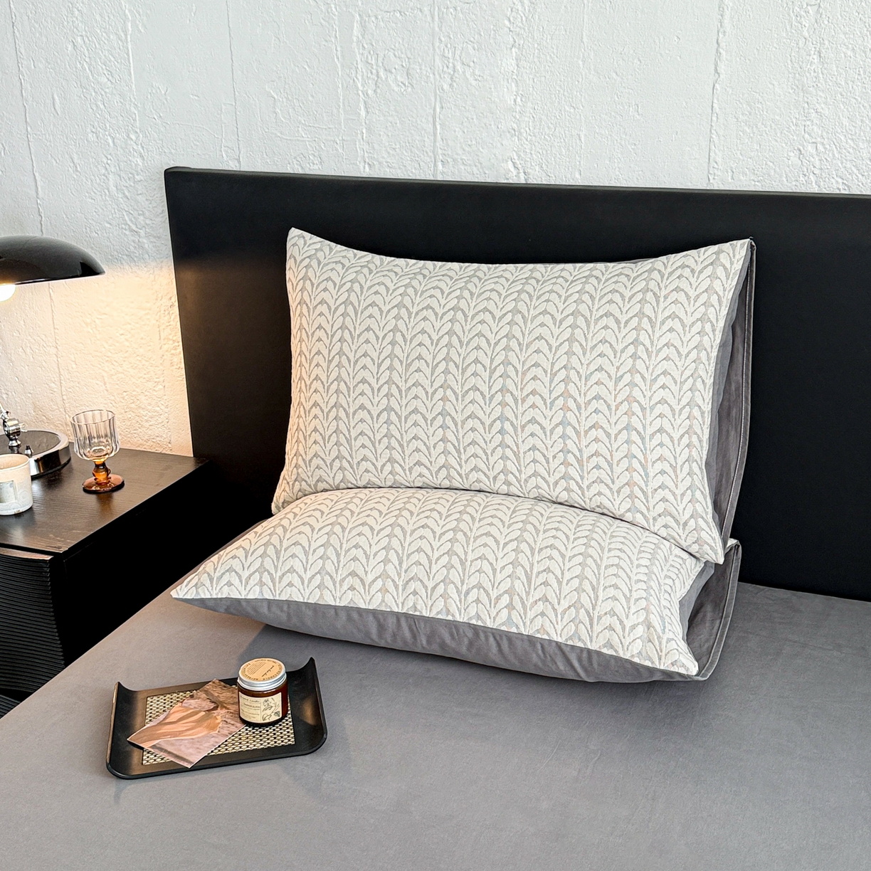 91家纺网 家纺一手货源 找家纺 眠博士 2025新款60s长绒棉纯棉提花磨毛四件套 提花磨毛套件-荞麦灰